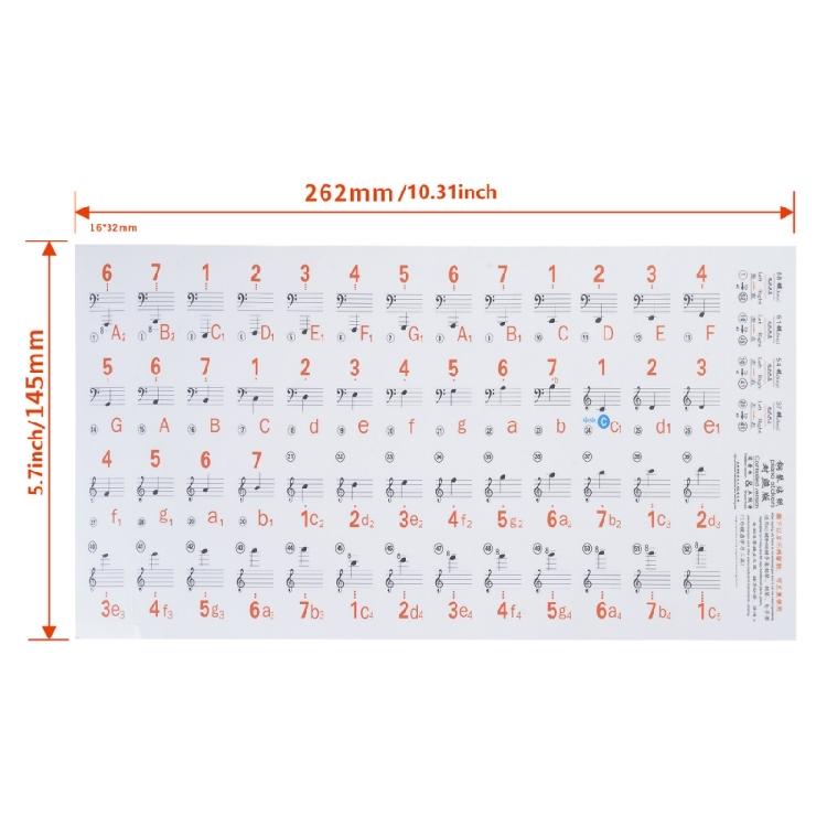 Piano Keyboard Sticker 88/61/54/49/37 Piano Sticker Clear Removable Piano Keyboard Music Labels for Children