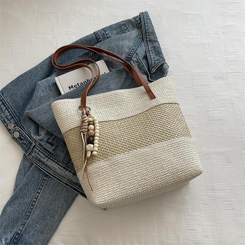 Borsa Tote a Spalla Singola Grande Capacità Casual per Vacanze al Mare Primavera/Estate