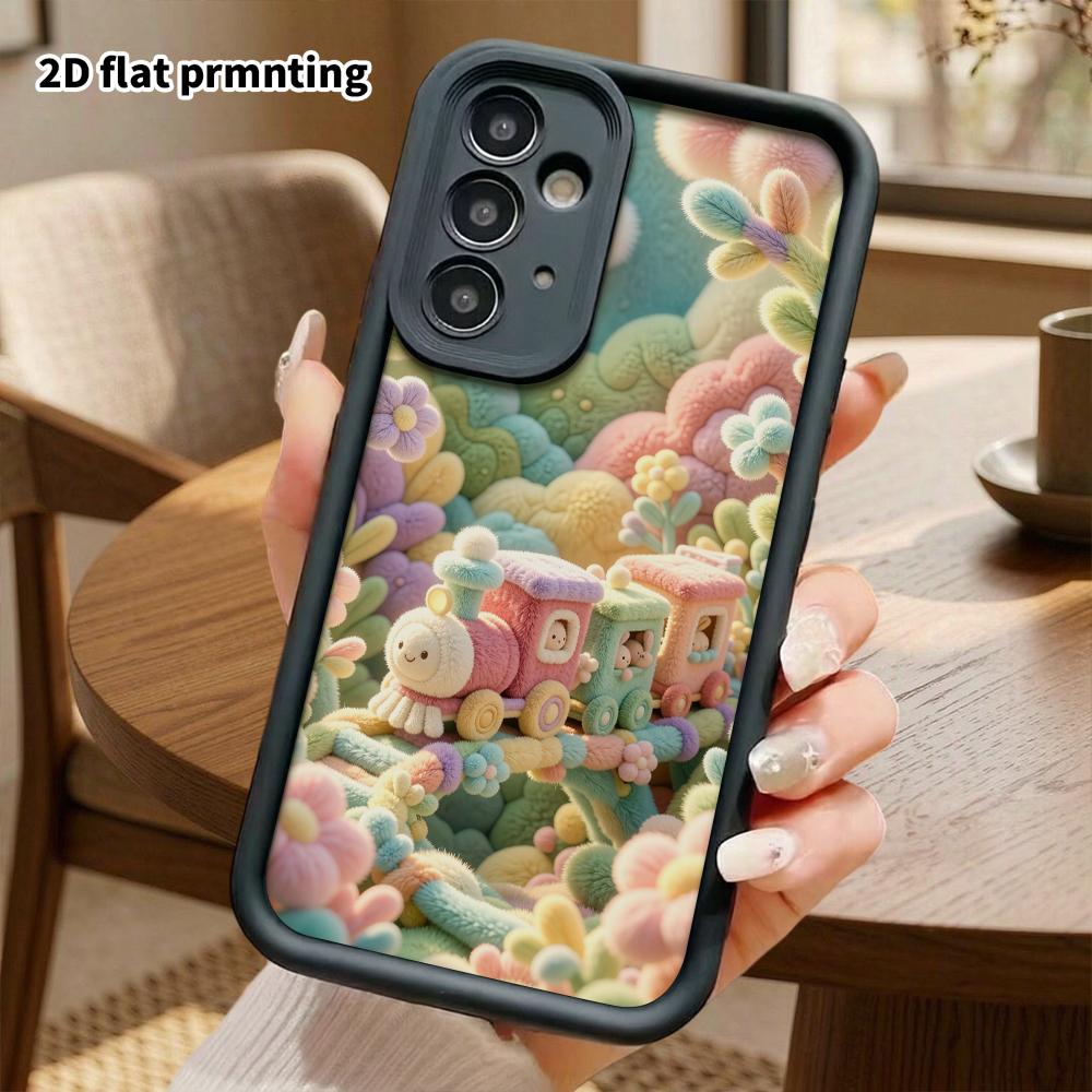 Phone Case: 2D Flat, Fits Samsung Galaxy A34 A35 M05 M06 S20 S22 S21 FE Plus 5G Protective Case, Flower Sea Little Train, Perfect Christmas and Hallow