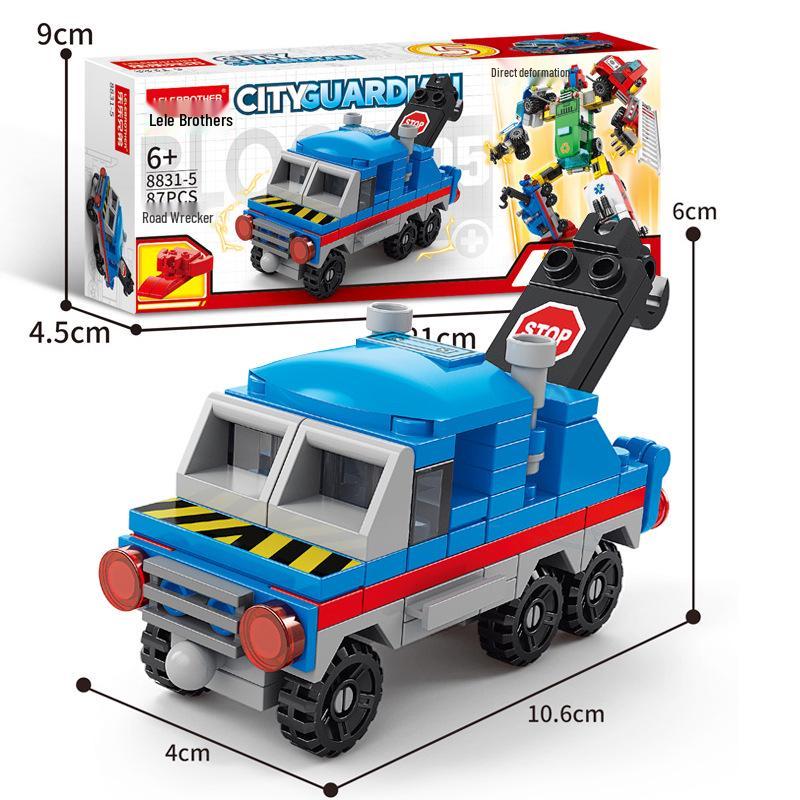 Compatible Engineering Firefighting Robot Car Model - Educational Assembly Toy with Building Blocks