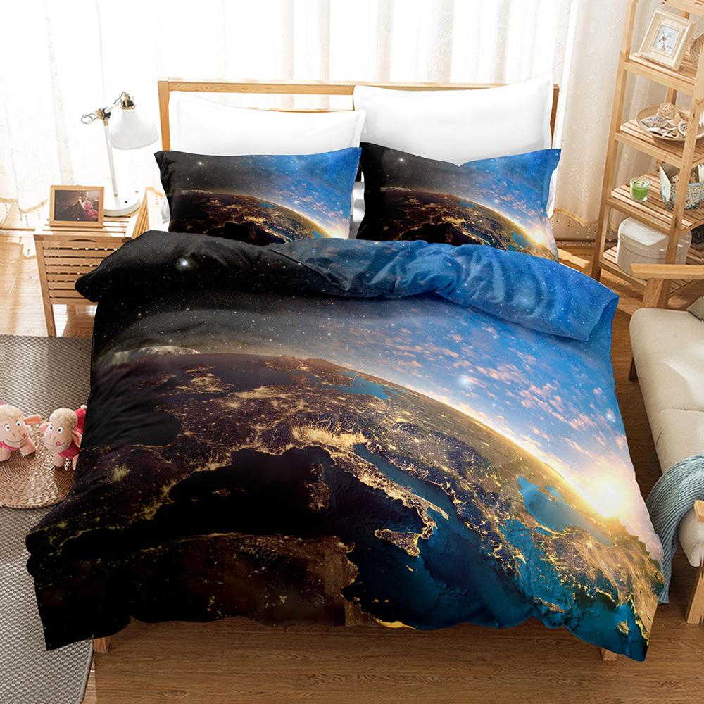 3D Digital, Planet, Space, Earth, Bedding Four-Piece Three-Piece Set Of Sheets