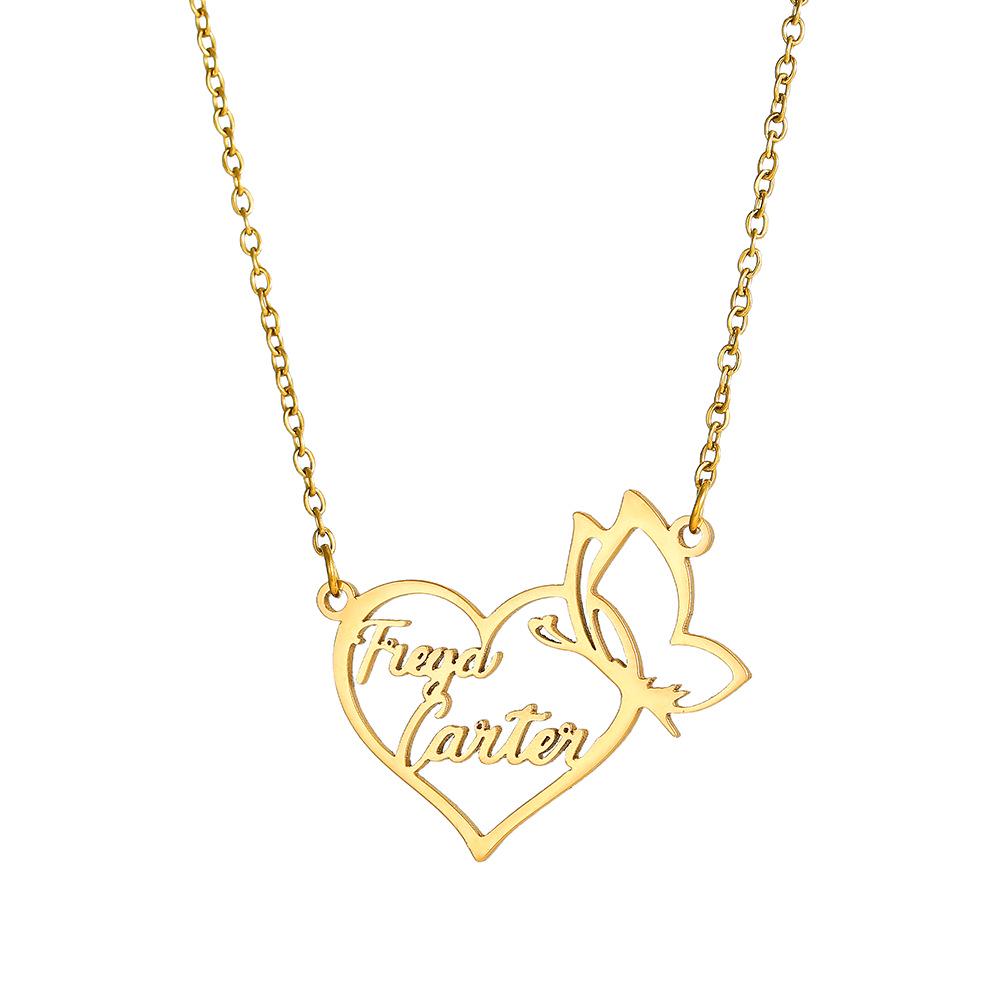 Collana Personalizzata con Lettere in Acciaio Inossidabile Placcato Oro 18K - Catena Clavicolare Fai-da-Te con Nome Personalizzato