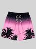 Men Gothic Angel Graffiti 3D Print Mesh Beach Shorts Elastic Drawstring Loose Straight Casual Summer Board Shorts
