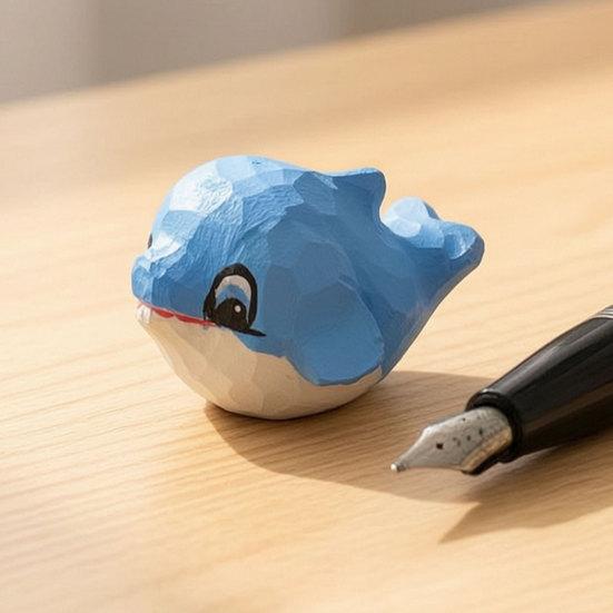 Hand-Carved Wooden Dolphin Figurine Cute Dolphin Statue Ocean Animal Desk & Home Decor, Handmade Wood Dolphin Ornament, Unique Gift for Animal Lovers