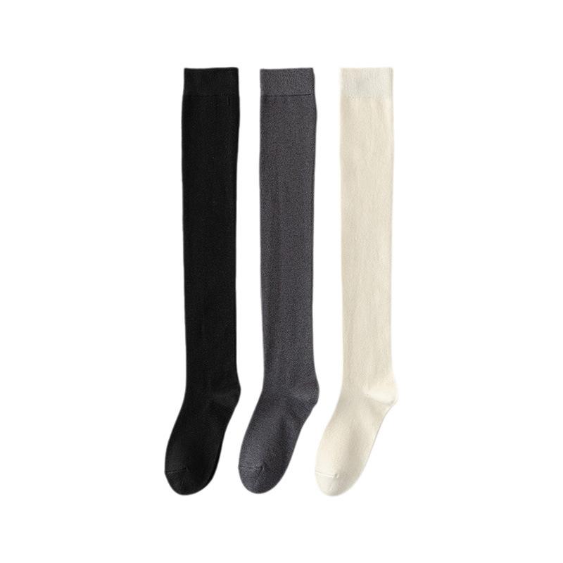 Knee Socks Autumn And Winter Thickened Pressure Socks Thin Japanese Jk Socks Solid Color Versatile Double Needle Long Thigh Socks Women