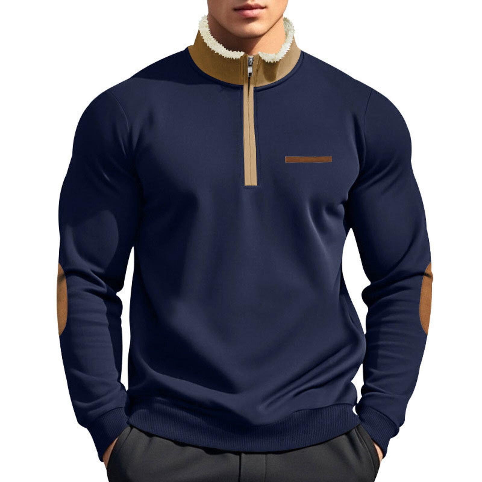 

Мужская толстовка с полумолнией, воротником-стойкой, теплая, для активного отдыха и досуга XL