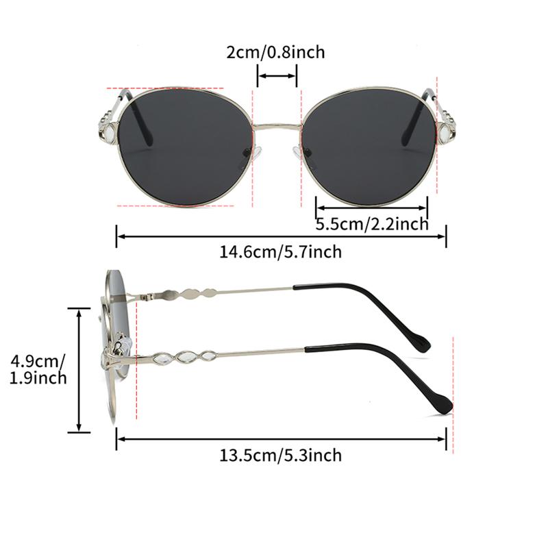 Vintage Kulaté Sluneční brýle s kamínky Dámské Nová móda Gradientní Sluneční brýle Trendy Sladký Design Ležérní Odstíny