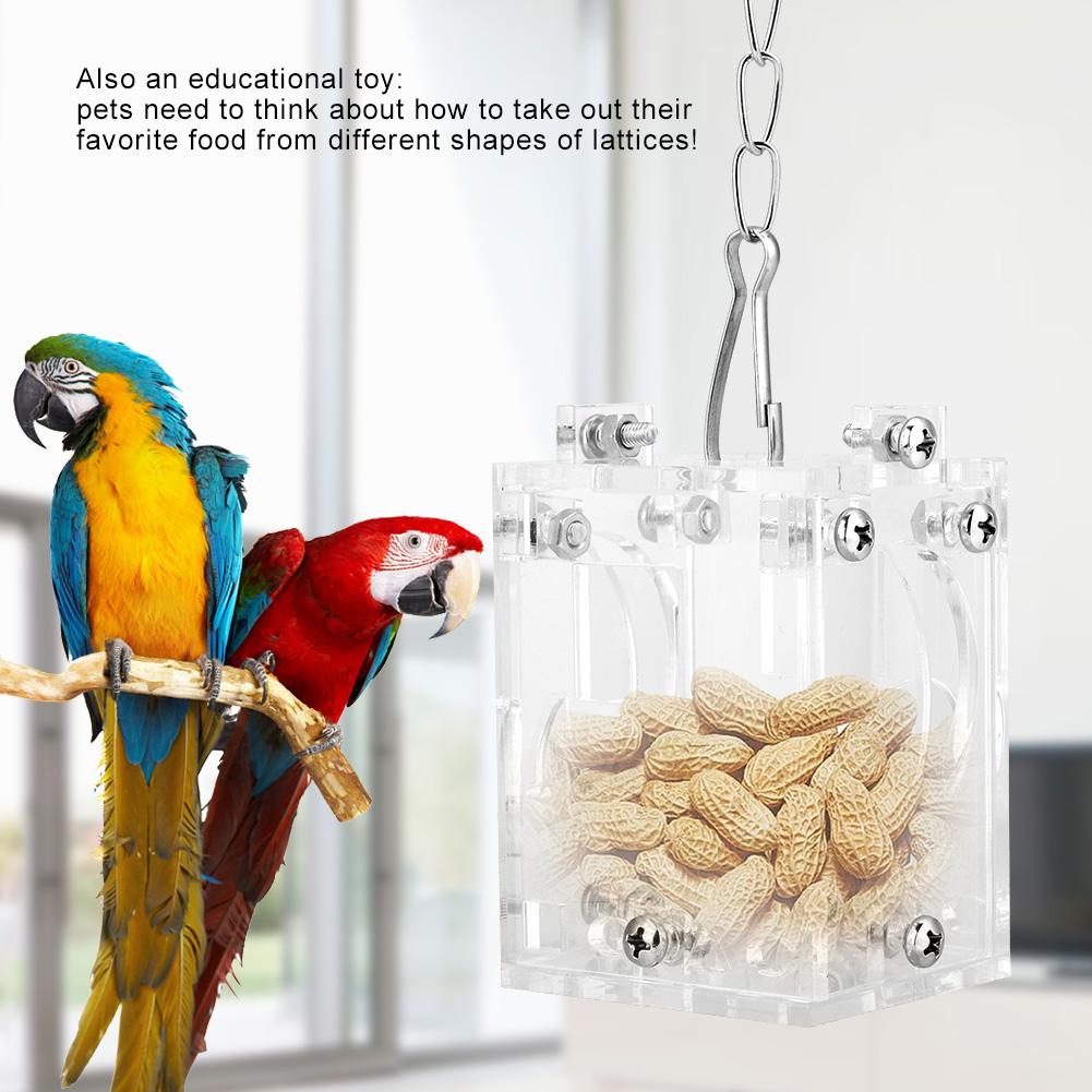 

Acrylic Parrot Pets Feeder Food Basket Feeding Puzzle Toys Peanut Fruit Vegetables