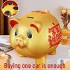Golden Pig Ceramic Money Box for Adults & Kids, No Access for Withdrawal, Super Large & Creative Design
