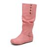 Women's Flat-bottomed Casual Boots Autumn and Winter New Inner Height Increase Solid Color Large Size Medium Boots