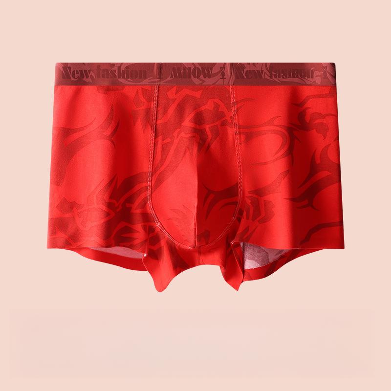 1pc Underpants with No Trace Underwear Flat Cornered Pants Red Square Cornered Pants Boxer Brief