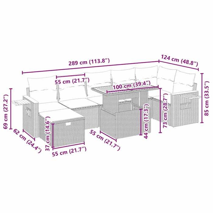VidaXL Garden Lounge Set with Cushions 8 Pcs, Patio Sofas, Patio Furniture Set, Outdoor Furniture, Beige 3276152