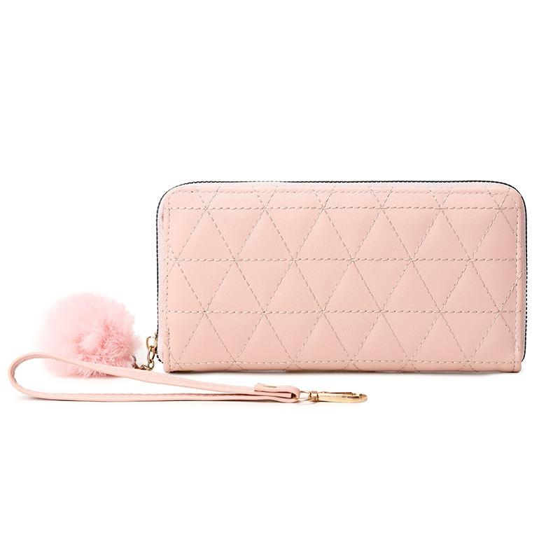 New fashionable medium and long embroidered rhombus women's wallet multi-card clutch bag