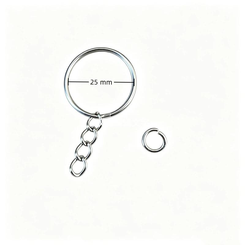 50Pcs 25Mm Metal Blank Key Chain Ring Split Key Rings With Chain Jump Rings Set For Diy Crafts Jewelry Making Accessories