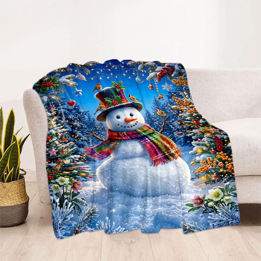 Winter Wonderland Snowman Flannel Blanket-Soft and Suitable for Sofas,Beds,Offices,Travel,All Seasons,Great Gift for Holidays and Birthdays.