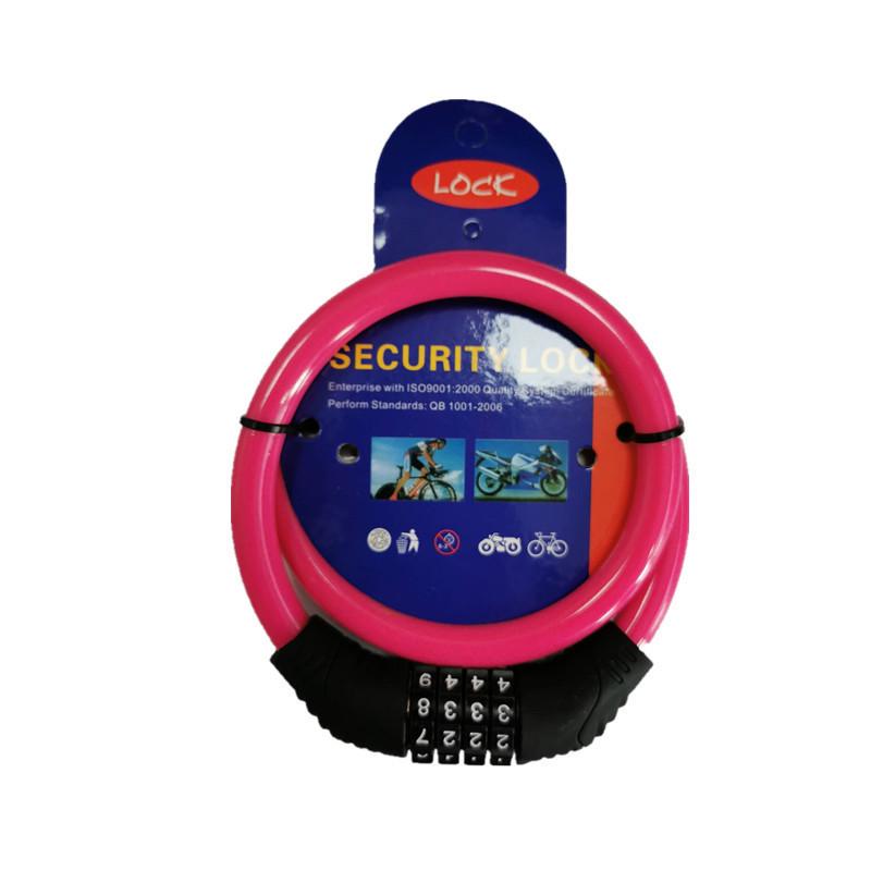 Велосипедный Цветной Противоугонный 4-значный Стальной Проволочный Кодовый Замок One Size розовый