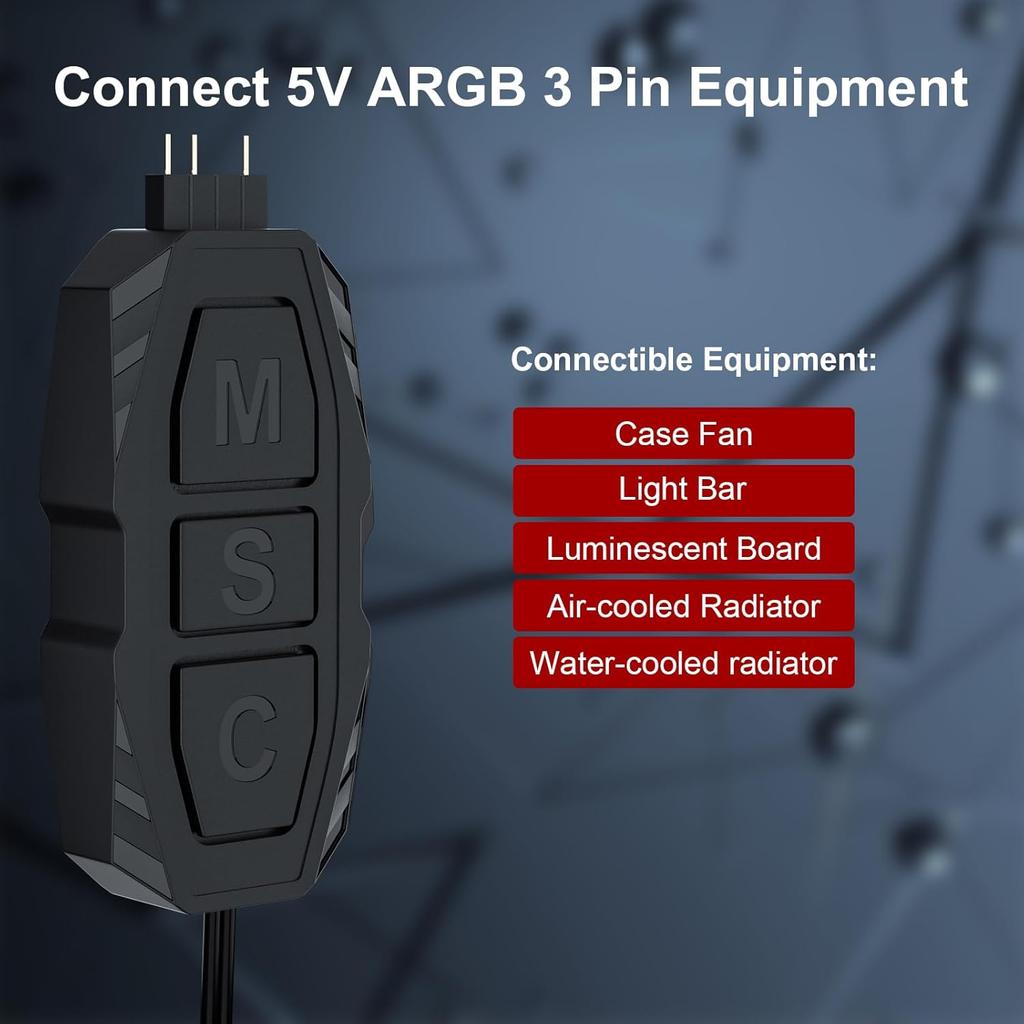 DS Mini ARGB PC Fans Controller Kit with One-to-One Matching Function for Computer Case RGB Fans, PC ARGB Heat Sink (3 Pin, 14 Key, SATA Power, 5th