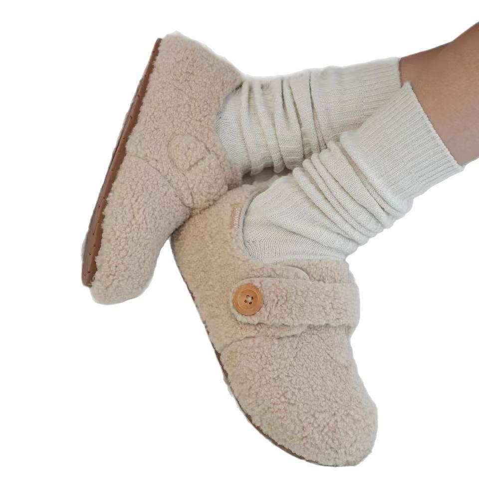 Thick-soled Comfortable Foreign Style Bag Head Shoes Women's 2025 Autumn and Winter New Matte Leather Retro Outer Wear Lazy One-pedal Cotton Shoes