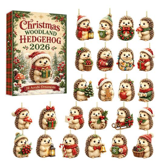 Christmas Tree Decor 24 Days Advent Calendar 2026, 2D Acrylic Reading Cats/Dogs/Forest Animals Ornament Countdown Calendar, Cute Pet Pendants for Xmas