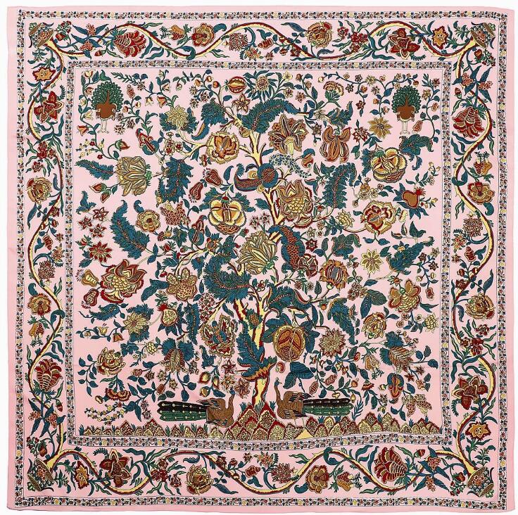 New Silk Scarf Women Large Shawls Stoles Tree Print Square Scarves Echarpes Foulards Femme Wrap Bandanas 130*130CM