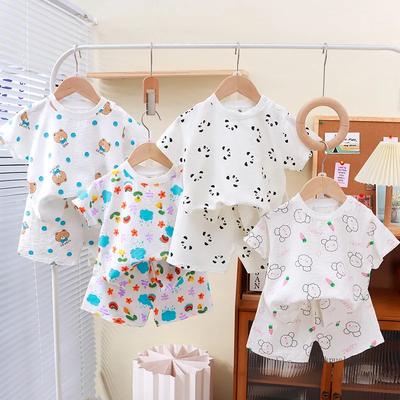 Children's Summer Short-Sleeved Suit Boys Girls Set Infant Baby Casual Short Sleeved Shorts Two-Piece Baby Clothing Set