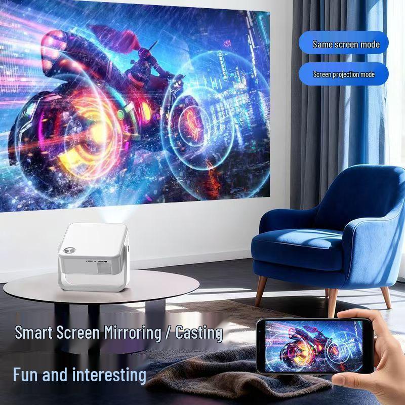 Compact Home & Dormitory Projector: Phone/Computer Connect, Screen Mirroring for Wall/Ceiling