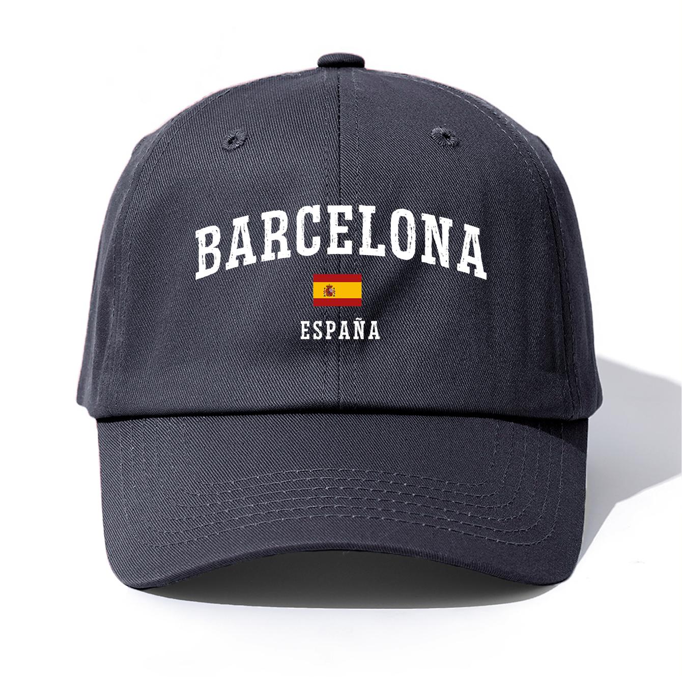 

1pc BARCELONA Print Baseball Cap for Adults,Minimalist Retro Style Casual Soft Adjustable Dad Hat,Perfect As Gift сірий колір