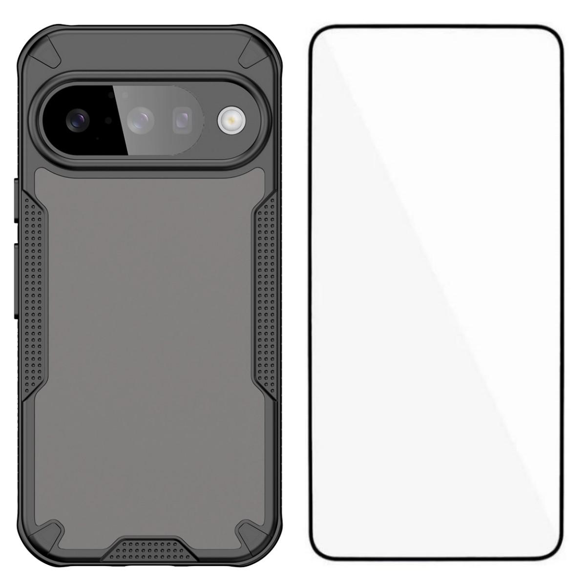 

For Google Pixel 10 Pro Case WANLONFENG MFFJ Series Anti Drop TPU Phone Back Cover with Screen Film Black