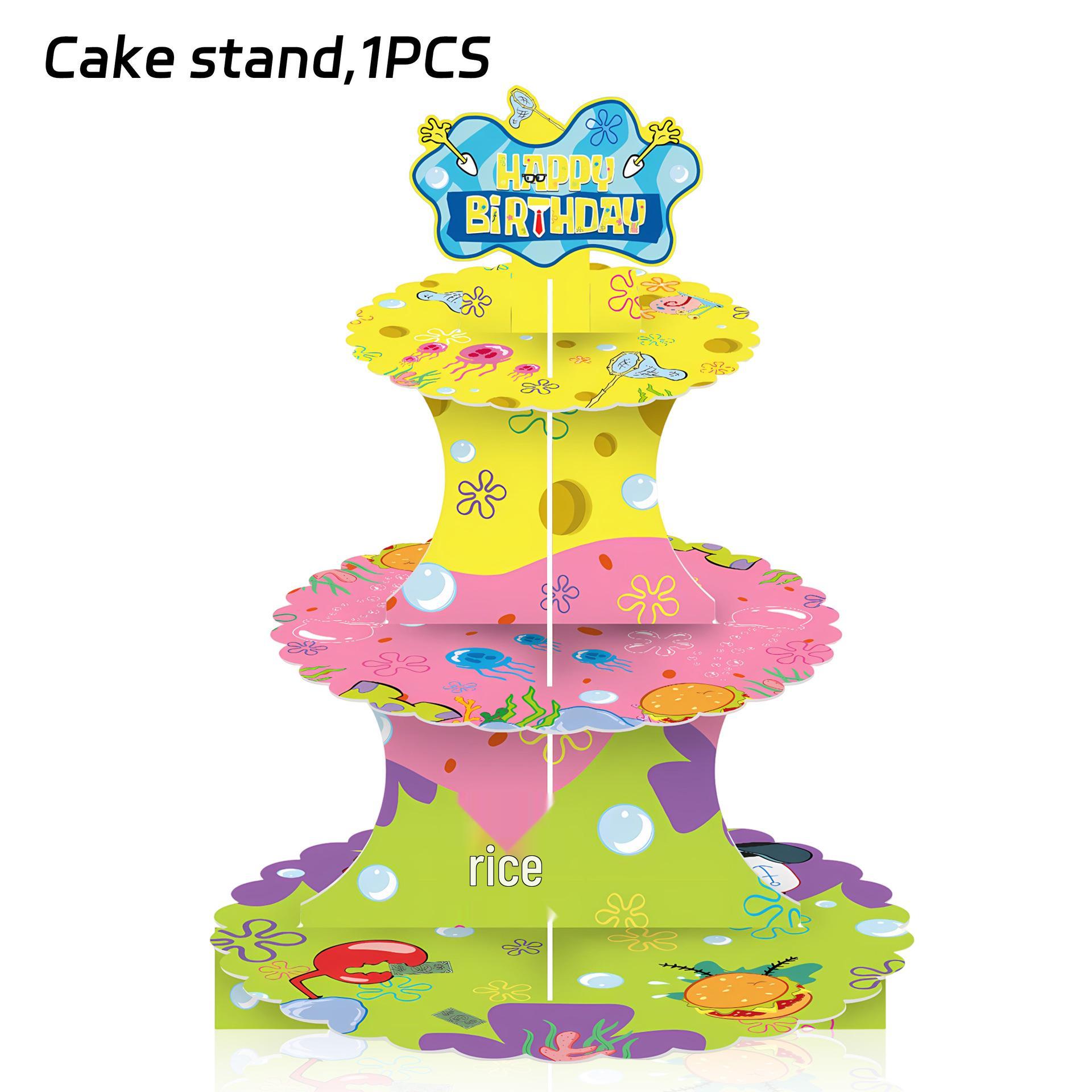 Children s Cartoon Three-Tier Paper Cake Stand for Birthday Parties