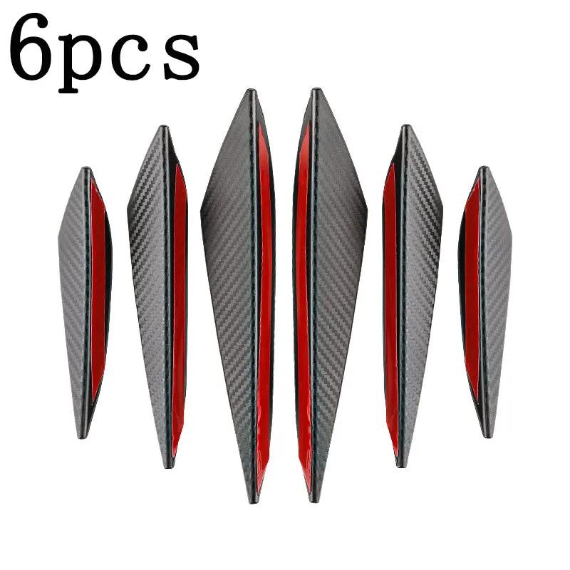 6pcs Front Bumper Lip Decoration Carbon Fiber Spoiler Splitter Wing Protection Guard Canard Auto Modified Canard Decor