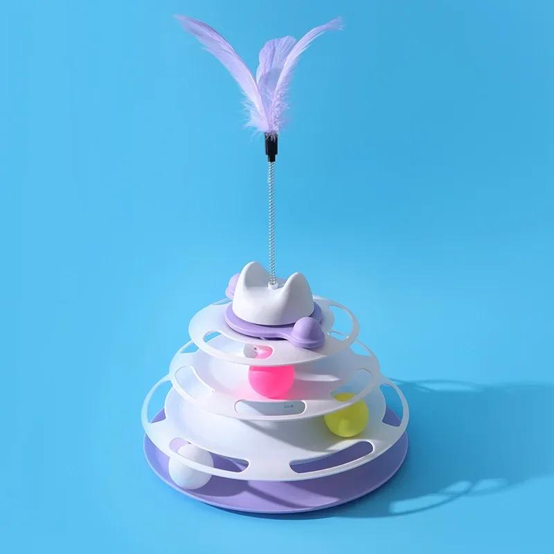 Funny Cat Hračka pro kočky Hračky pro kočky Inteligence Triple Play Disc Hračka pro kočky Míče Hračky s míčky Domácí mazlíčci Růžová Modrá Zelená Oranžová Produkty pro domácí mazlíčky