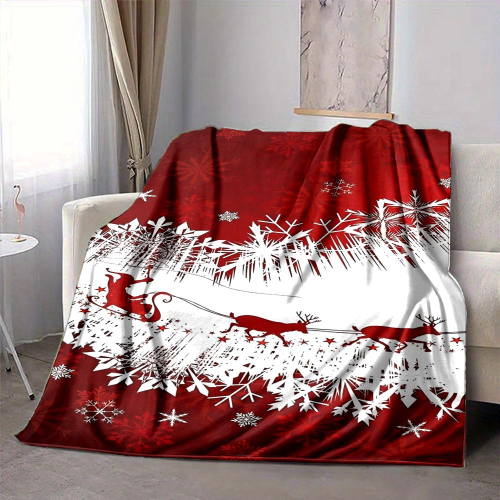 1Pc Christmas Sleigh Ride Blanket Soft And Comfortable Casual Warm Camping Travel Christmas Halloween Gift M91728