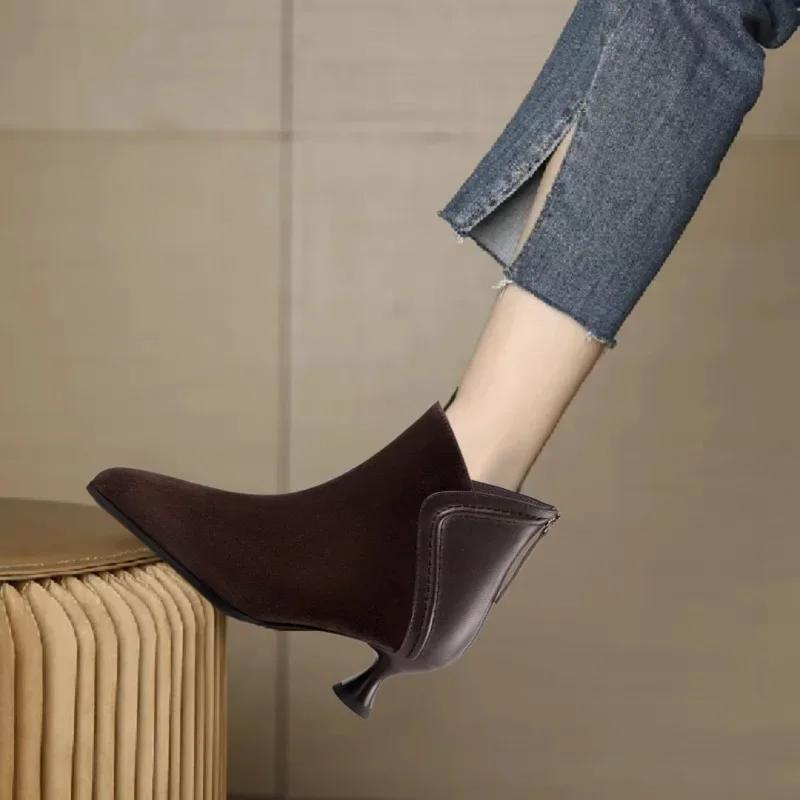 Hot Selling Women's Pointed Toe Boots High Heel Boots Zipper Western Designer Women's High Heel Boots Retro Comfort High Heels
