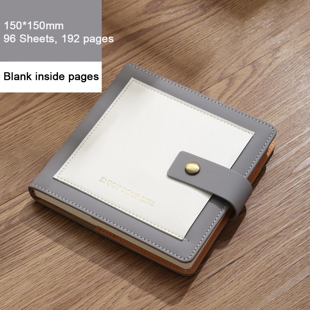 (Logo Can Be Engraved) Square Pocket Notebook, Buckle Notepad, Blank/lined/grid Inner Pages, Leather Business Ledger, Student Memo