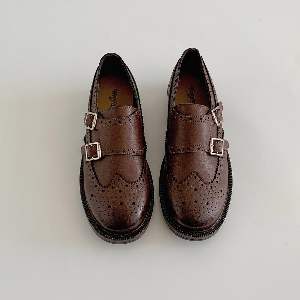 Queen Fan Retro Brown Thick Heel Platform Loafers Women's 2025 New Autumn Skirt Versatile Single Shoes