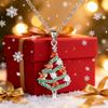 Star Top Hollow Christmas Tree Multi Color Paved Stone Pendant Women Clavicle Necklace