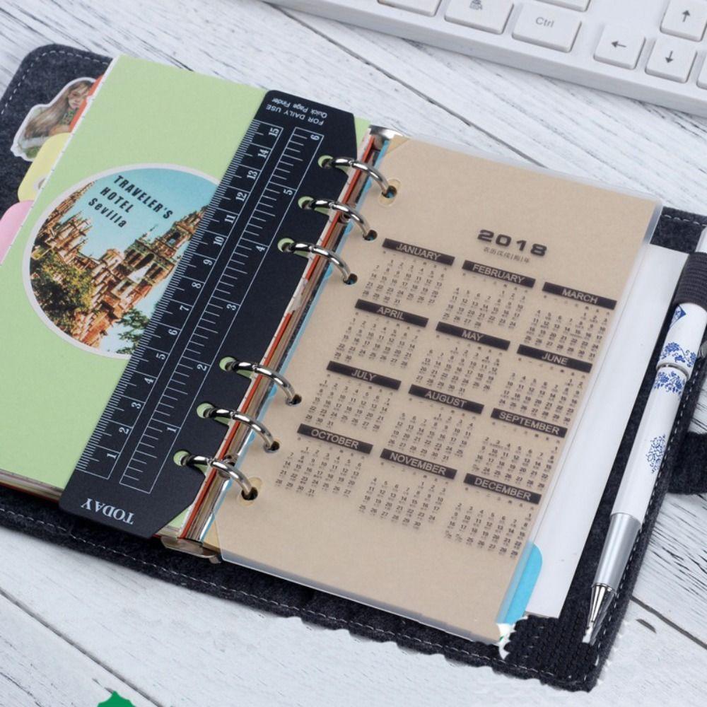 Transparent Loose-leaf Notebook Bookmark Multi-Function 6-Hole Scale Ruler  A5