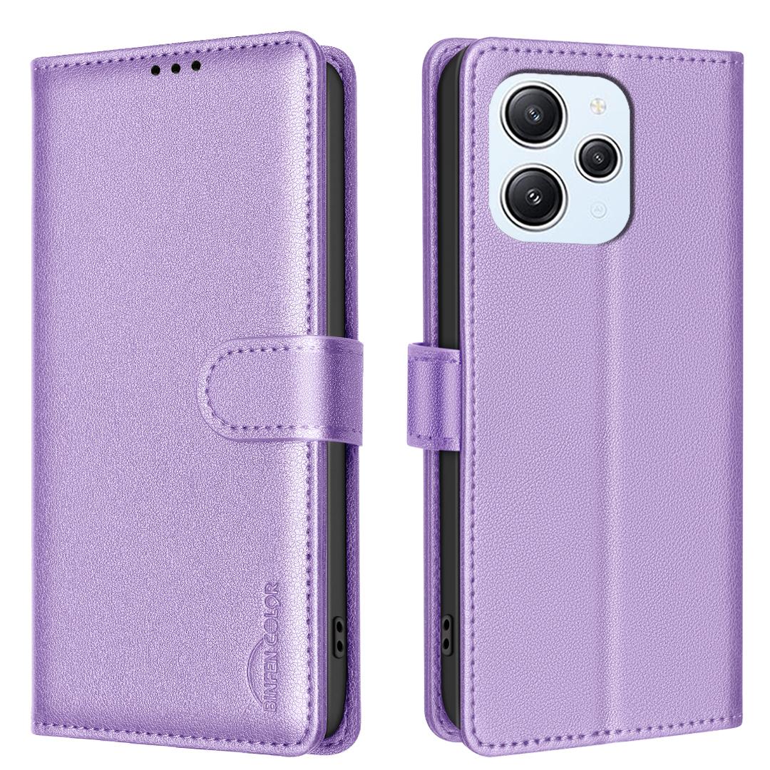 

BINFEN COLOR BF32 For Xiaomi Redmi 12 4G Case RFID Blocking Leather Flip Stand Phone Cover D