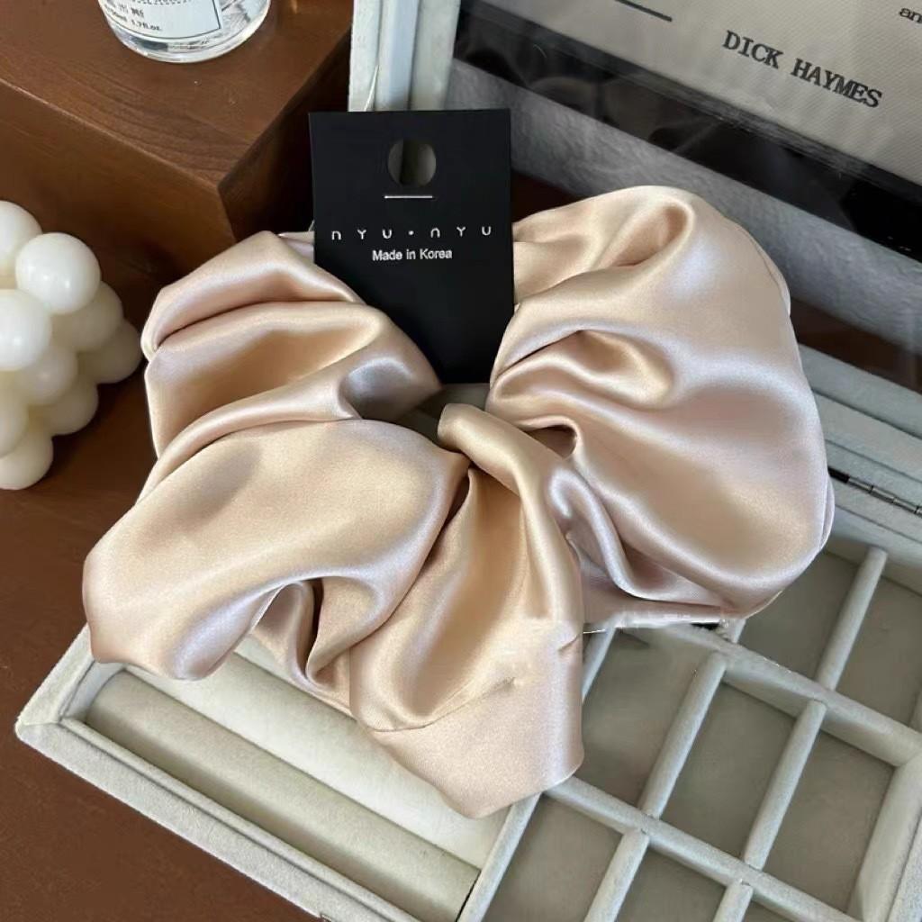 Oversize Satin Scrunchies Elatic Hair Bands Women Girls Ponytail Holder Silk Hair Ties Simple Large Chouchou Hair Accessories