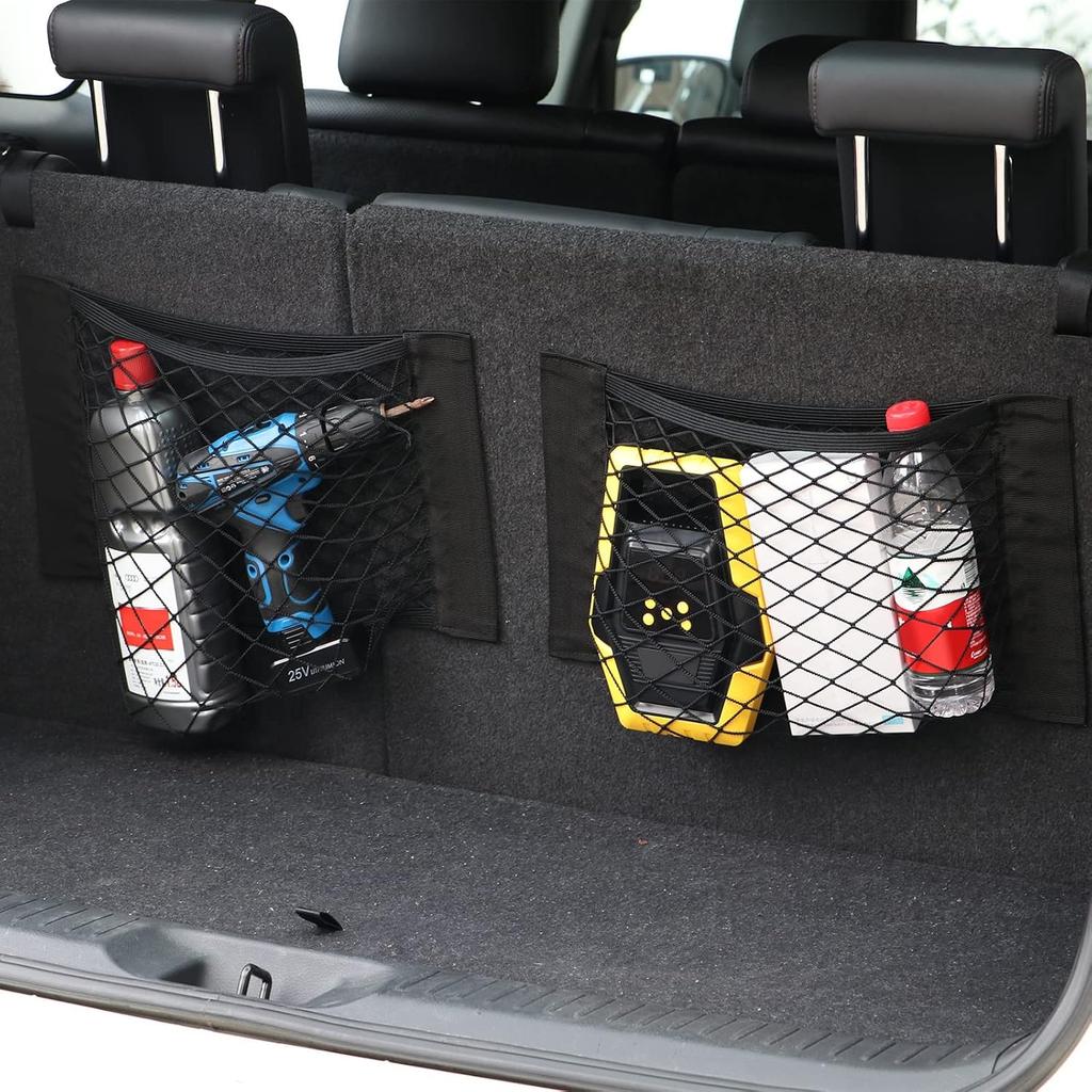 Universal Mesh Cargo Net for Car Trunk Storage,Elastic Small Automotive Cargo Net Pocket Wall Sticker Organizer Pouch Bag Storage for SUV,2 Pack with