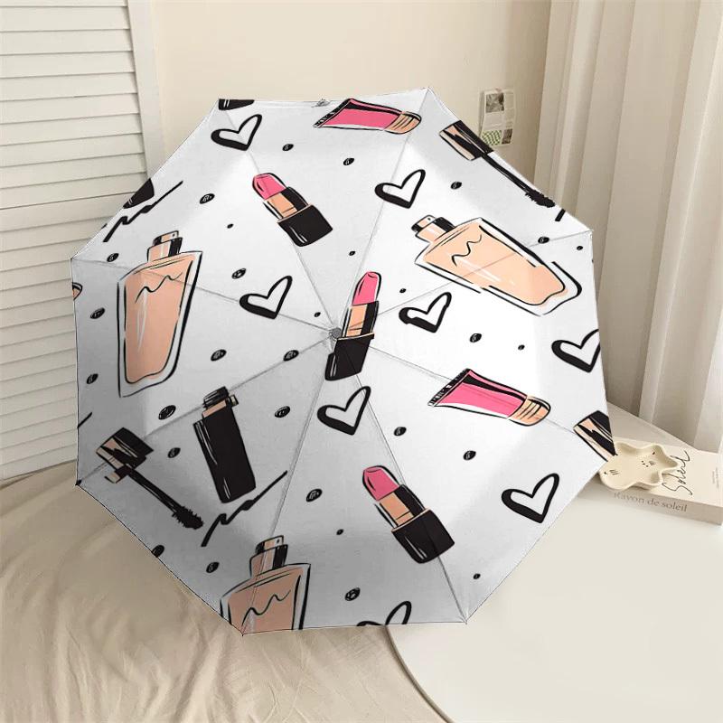 

1PC makeup hearts Umbrella-8-Rib Reinforced Portable Folding Travel Suitable for All Seasons Outdoor Daily Use-J369