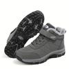 Men's Snow Boots Thermal Winter Shoes Lace-up Boots With Hook And Loop Fastener, Casual Hiking Walking Shoes