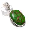 Natural Copper Turquoise Gemstone 925 Sterling Silver Jewelry Pendant 1.97" ETC-14369