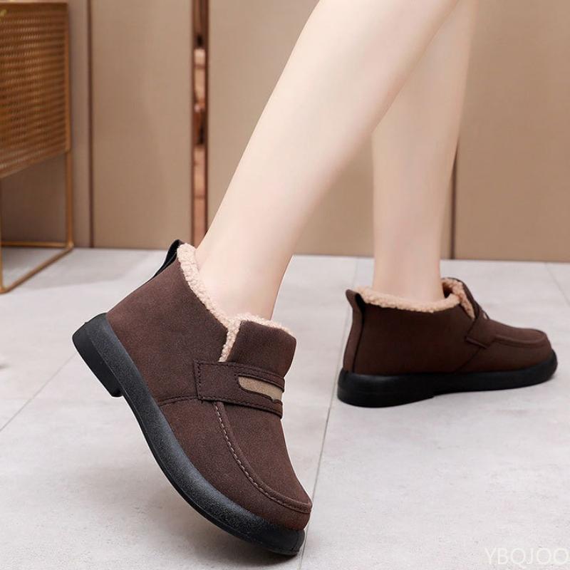 Winter New Fashionable Female Slip On Flat Cotton Shoes Women's Snow Boots Soft Women's  Casual Comfortable Warm Short Boots