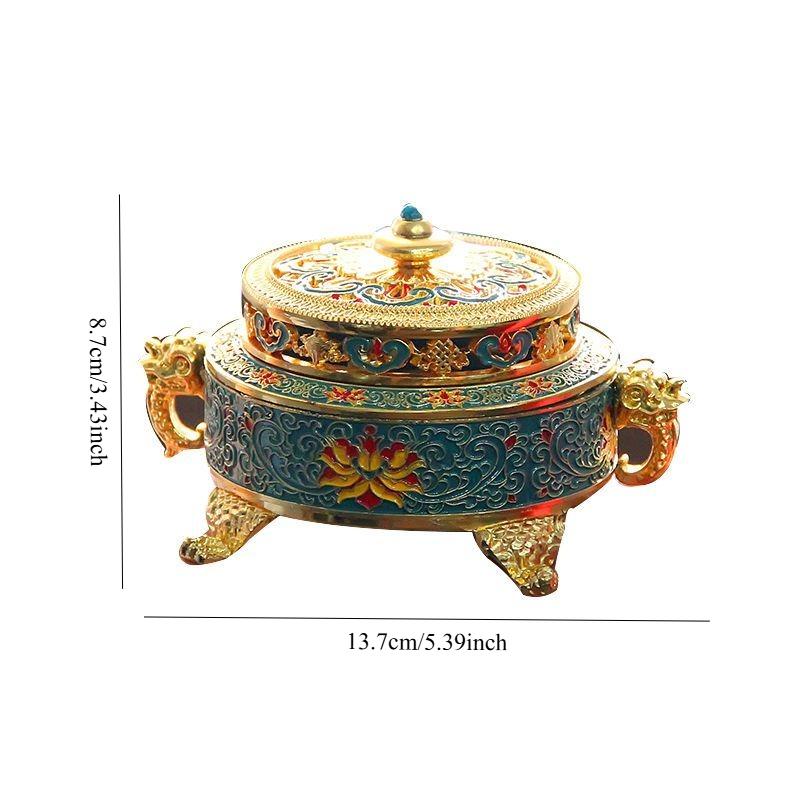 Colored Enamel Lotus Incense Burner Metal Painted Incense Base Tea Ceremony Accessories Sandalwood Coil Censer Home Decor
