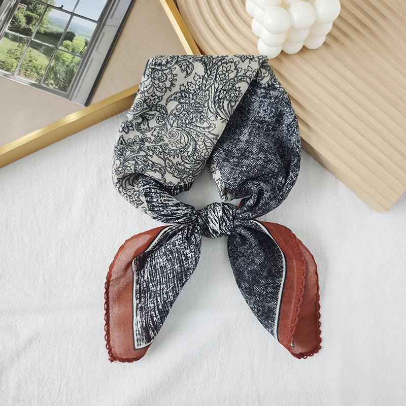Thin Cotton and Linen Small Square Scarf Fresh and Breathable Women's Soft Literary and Decorative Small Silk Scarf Summer Scarf Women's Versatile