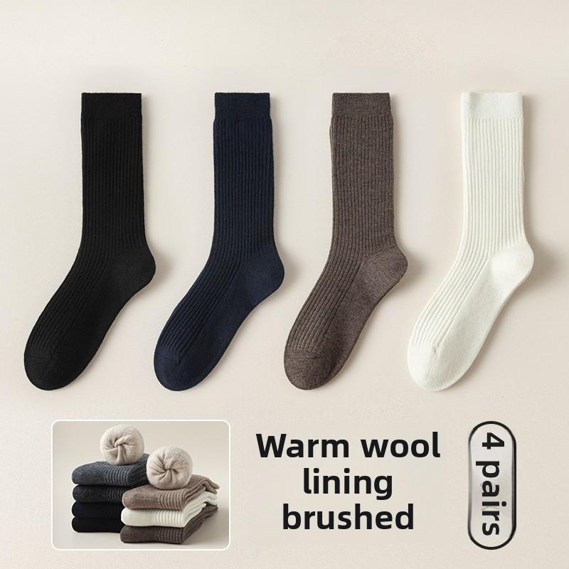 4 Pairs of Female Autumn/Winter Wear Resistant Warm Soft Fluffy Plus Long Wooly Socks