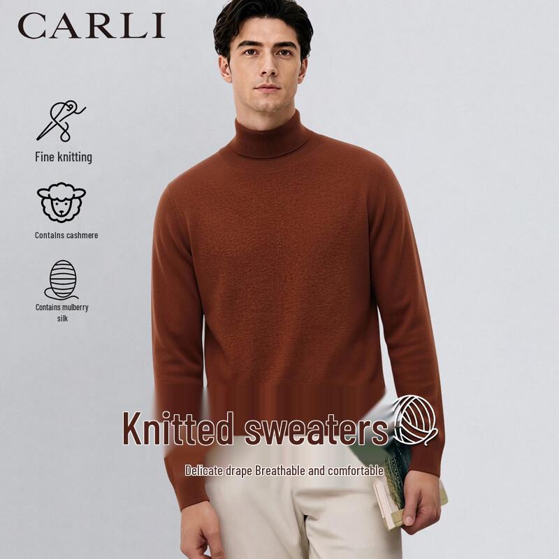 CARLI Men's Soft Cashmere Blend High-Neck Pullover