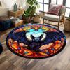 Pumpkin Head Bat Castle Halloween Round Carpet Floor Mat Suitable for Children's Bedroom Decor Living Room Round Rugs for Gifts