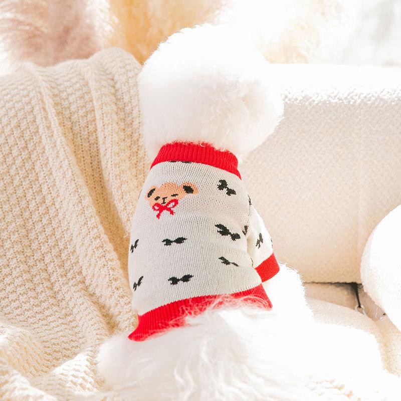 

Pet Autumn Couple Teddy Bigbear New Year s Sweater Small Dog Bigfoot Christmas Cat Clothing L (recommended weight 8-5.5 kg)